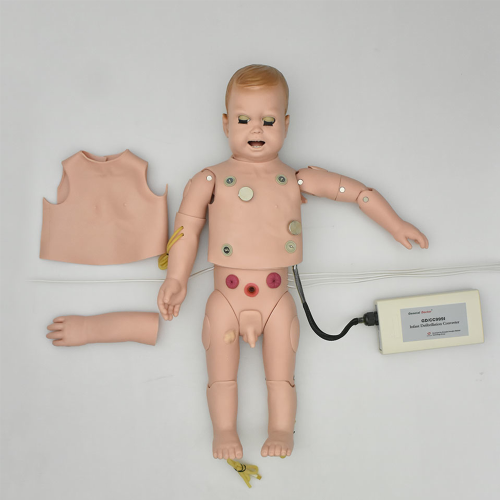 Maniquí de infante para entrenamiento de habilidades ACLS (soporte vital cardíaco avanzado), en situaciones de emergencia