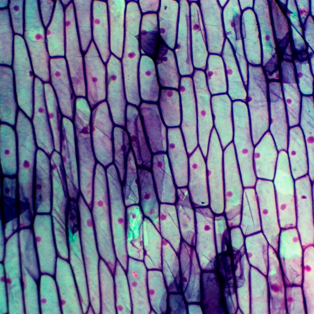 Preparación microscópica de DNA y RNA pintados de distintos colores