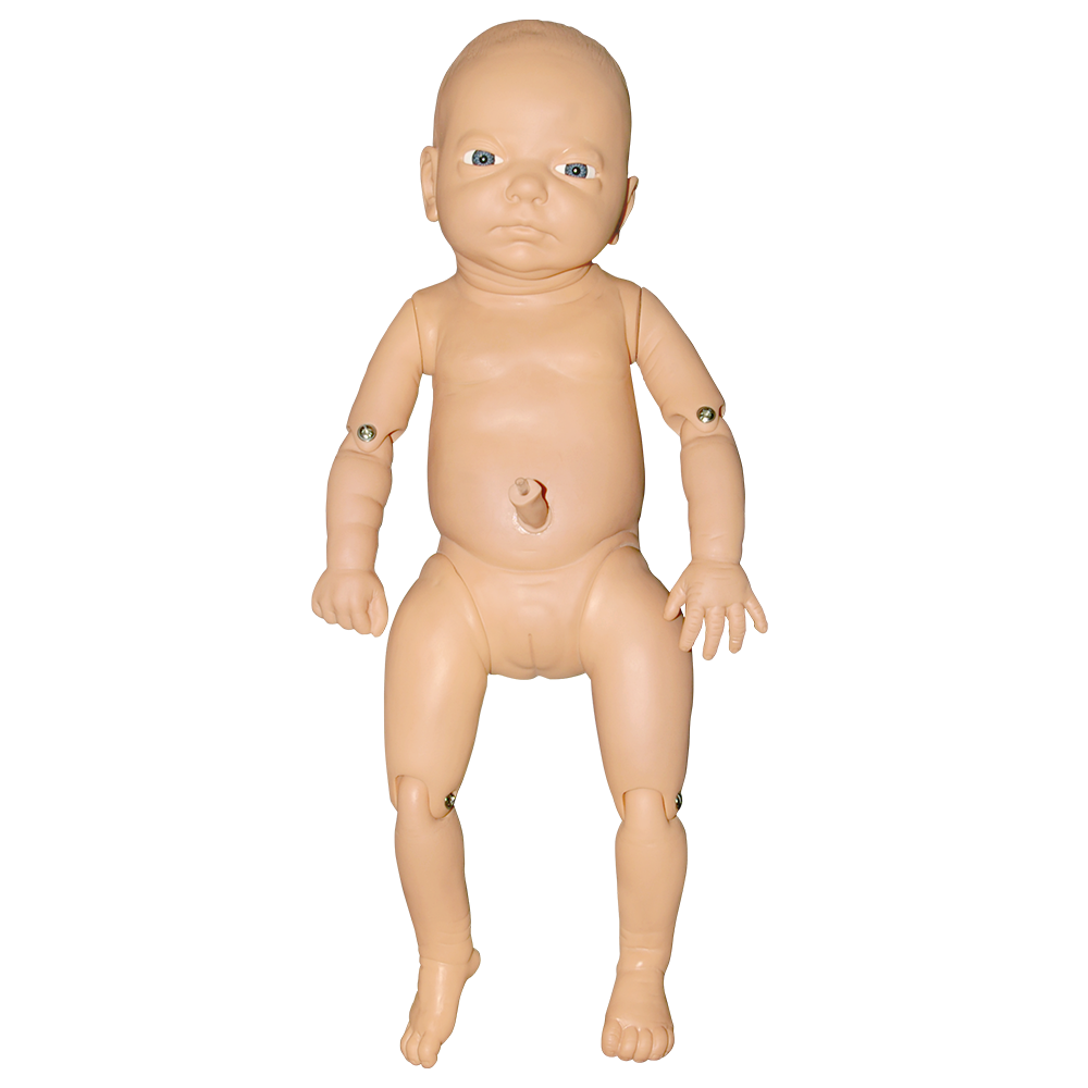 Bebé recién nacido con cordón umbilical visible
