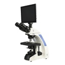 Microscopio biológico trinocular con pantalla