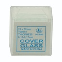 Cubre objetos de vidrio de 22 x 22 MM Caja c/100 Pz