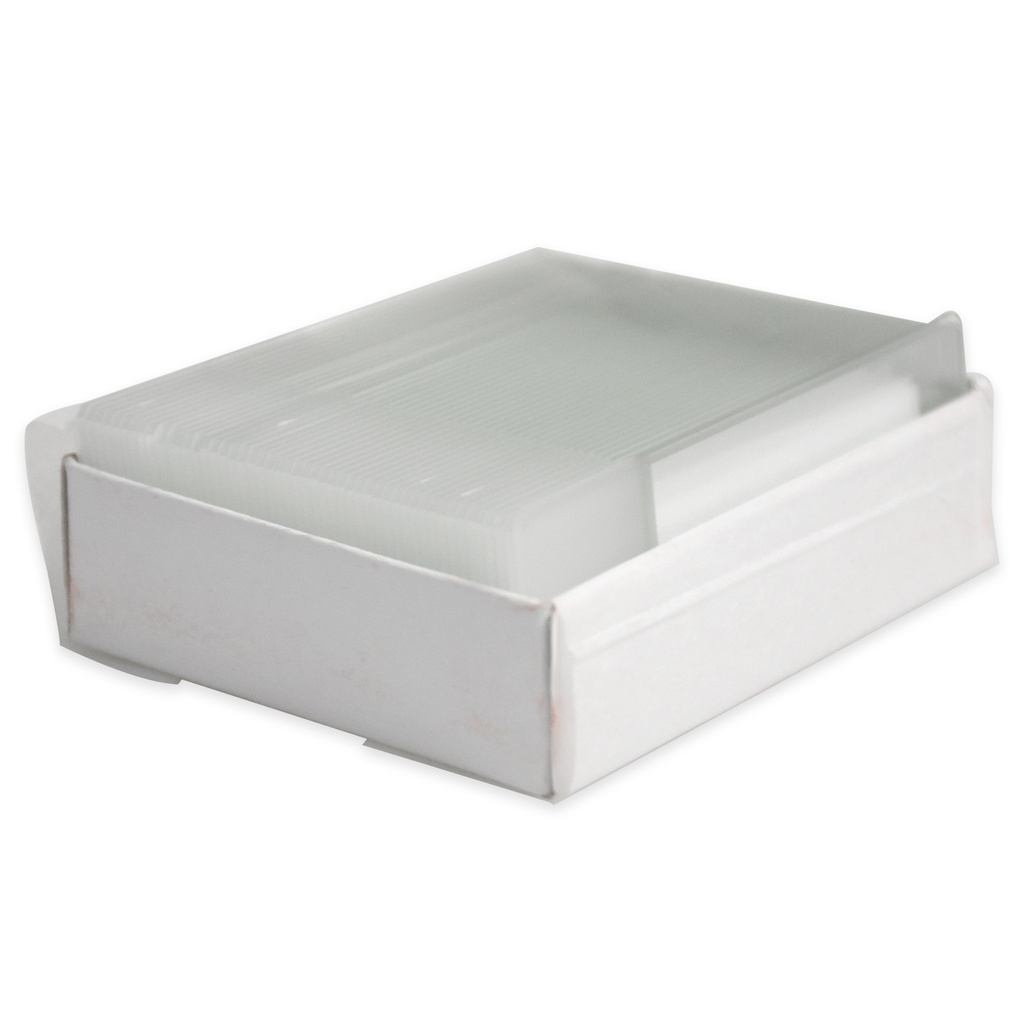 Laminillas de vidrio con esquina despulida caja c/50 pzs