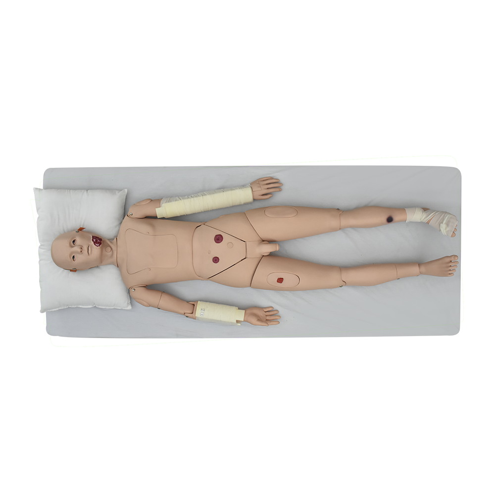 Simulador de paciente para la practica de fijación de fracturas expuestas y primeros auxilios.